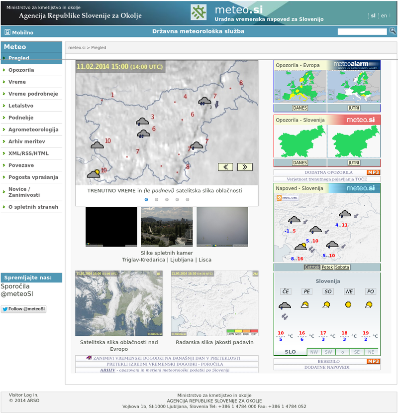 Posnetek meteo poddomene iz leta 2014.