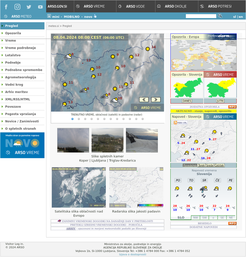 Posnetek meteo poddomene iz leta 2024.